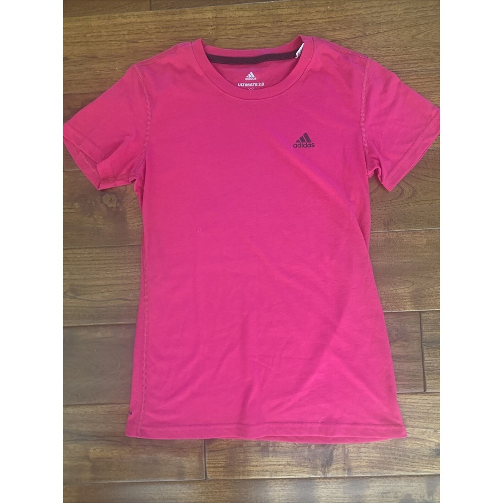 Adidas T-Shirt Women's xs Hot Pink Climalite Ultimate 2.0 Short Sleeve crew neck